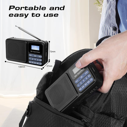 Gallypek portable DAB radio, DAB plus radio FM radio with Bluetooth 5.0 & 80 presets kitchen radio with cable or 2000mAh battery, supports solar & USB charging USB flash drive/TF/AUX connection.