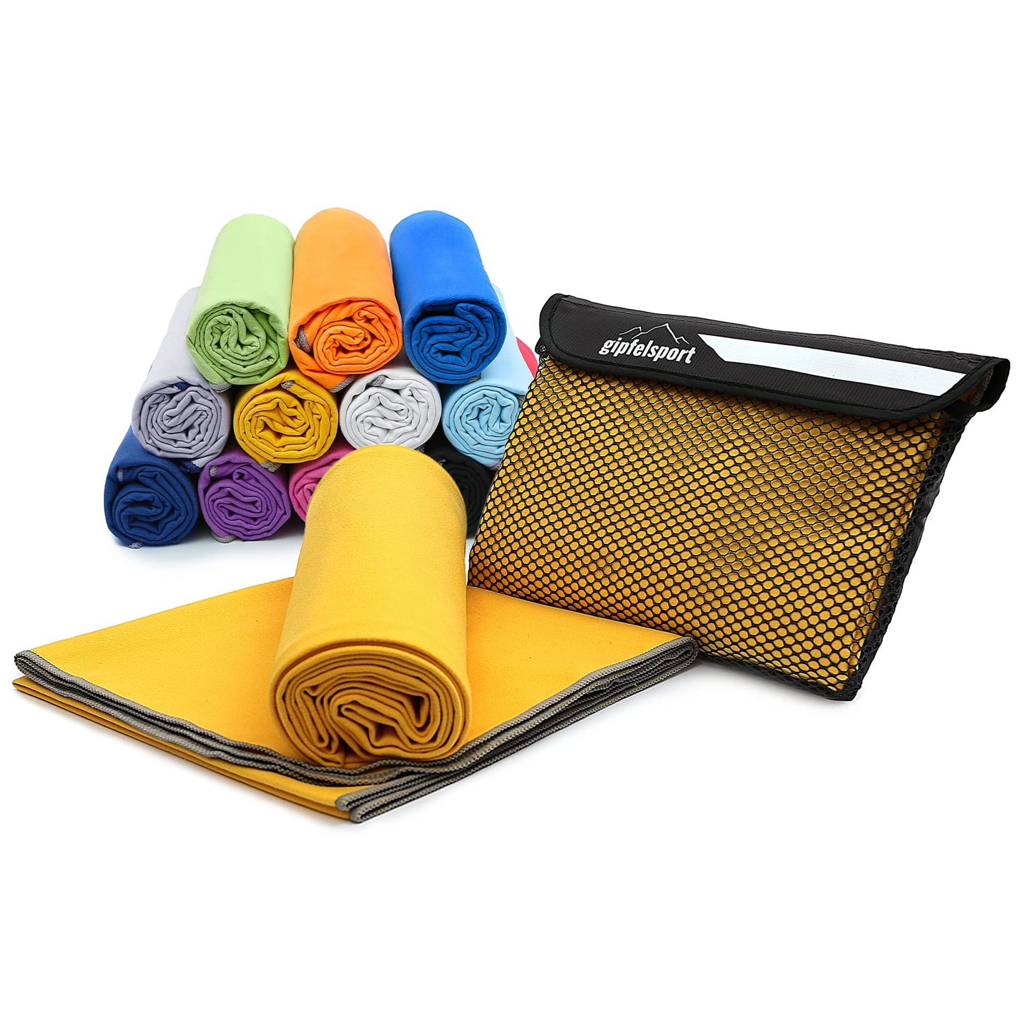Summit sports microfiber towel - Microfiber towel set, beach towel, bath towel I large, quick-drying I for sports, beach, travel, outdoor, camping I light, thin, small I 200x90cm I Yellow