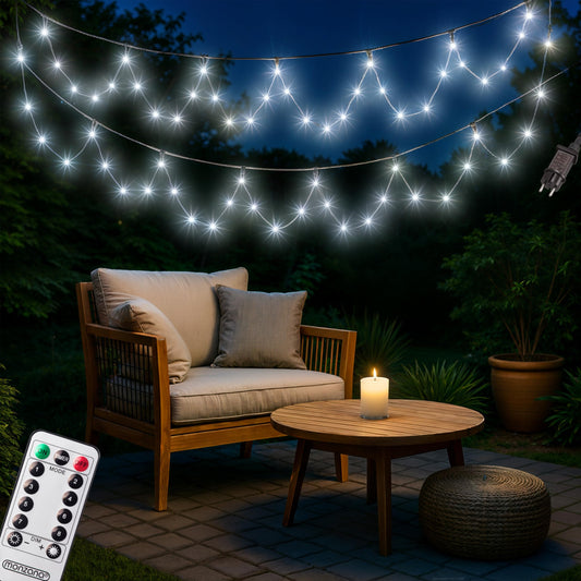 MONZANA® 200 LED string lights 20m Christmas tree outdoor indoor timer 8 modes dimmable remote control IP44 window decoration Christmas lighting cool white