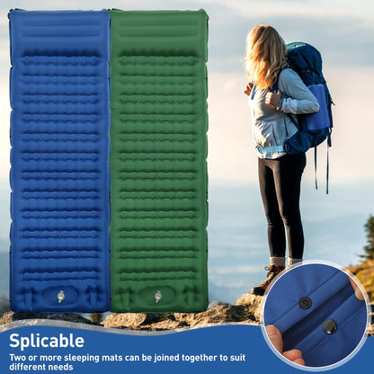 Self-inflating sleeping pad, 12CM Ultralight Inflatable Air Mattress with Camping Pillow, Portable Compact Camping Mat for Camping, Hiking, Backpacking, and Trekking (Navy Blue)
