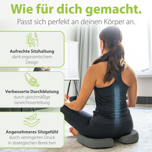 feela.® Orthopedic Seat Cushion [3 Levels of Firmness] - Ergonomic cushion for office chair & more - Reduces pain, increases comfort, promotes blood circulation, and relieves pressure on the coccyx (Soft)