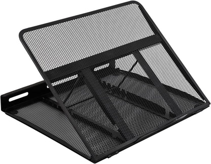 Amazon Basics Ventilated, Adjustable, Ergonomic Laptop Stand, compatible with laptops up to 17.3 inches, 13 x 11.3 x 7.3 inches, Black.
