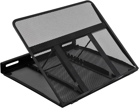 Amazon Basics Ventilated, Adjustable, Ergonomic Laptop Stand, compatible with laptops up to 17.3 inches, 13 x 11.3 x 7.3 inches, Black.