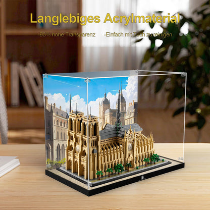 cooldac acrylic display case compatible with Lego 21061 Notre Dame de Paris, dustproof and transparent showcase compatible with Architecture 21061 set (case only, model not included)