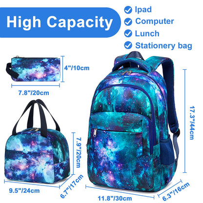 LEDAOU School Backpack for Teenage Boys Kids Juvenile Girls Daypack Girls Casual Backpack Backpack (Blue Starry Sky)