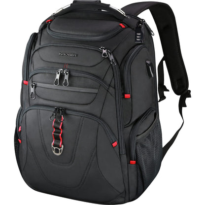 KROSER Laptop Backpack 17.3 Inch Business Travel Backpack Carry-On Waterproof with Hard Shell Security Compartment Charging Port RFID Pocket for Men/Women/College/School - Black MEHRWEG