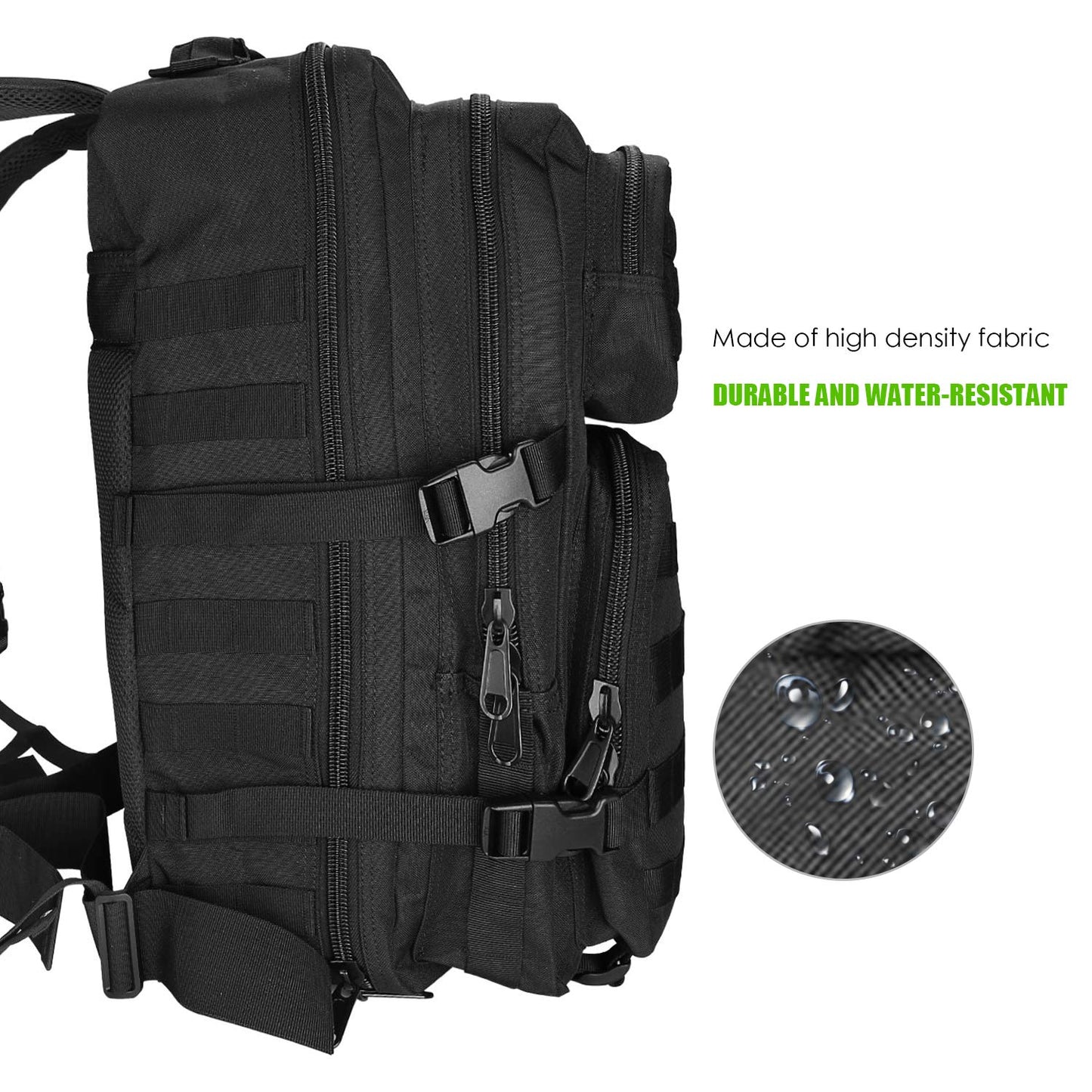 ProCase 40L Military Tactical Backpack, Large Capacity 3 Day Army Assault Pack Bag Go Bag Backpack for Hiking, Hunting, Trekking, Camping, and other outdoor activities - Black