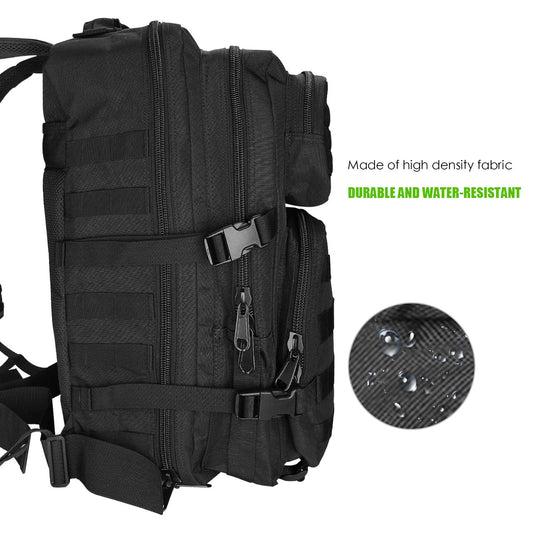 ProCase 40L Military Tactical Backpack, Large Capacity 3 Day Army Assault Pack Bag Go Bag Backpack for Hiking, Hunting, Trekking, Camping, and other outdoor activities - Black