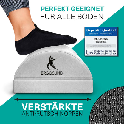 ERGOSUND Footrest Desk [TEST WINNER] Premium foam core, height-adjustable footrest [non-slip] Ergonomic footrest desk, home office accessory footstool footrest footrest