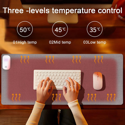Lecone desk mat heated mouse pad with heating function, 80*33cm large mouse pad with 3 heating levels, heated desk mat, heated desk pad for PC/laptop/home/office.