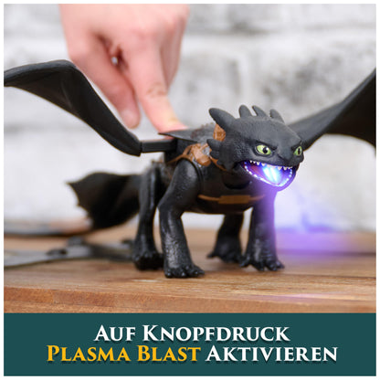 Dreamworks How to Train Your Dragon, Plasma Blast Toothless, 51cm dragon figure with light and sound effects, toy for kids aged 4 and up.