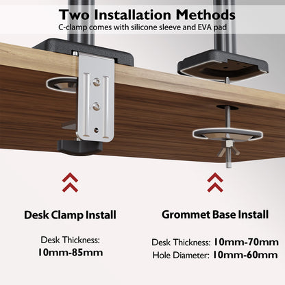 BONTEC Dual Monitor Stand for 13 to 32 inch LED-LCD Screens Holds 3-9 kg, Monitor Mount Height Adjustable Tilt Swivel and Rotate, VESA 75/100mm