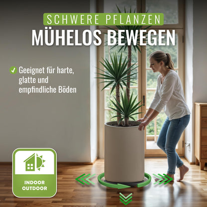 Plantwerk Plant Pot Coaster - Ultra-flat designer plant roller - Ø28cm - Square and round for all flower pots & planters - Indoor & outdoor container roller - 2 year warranty.