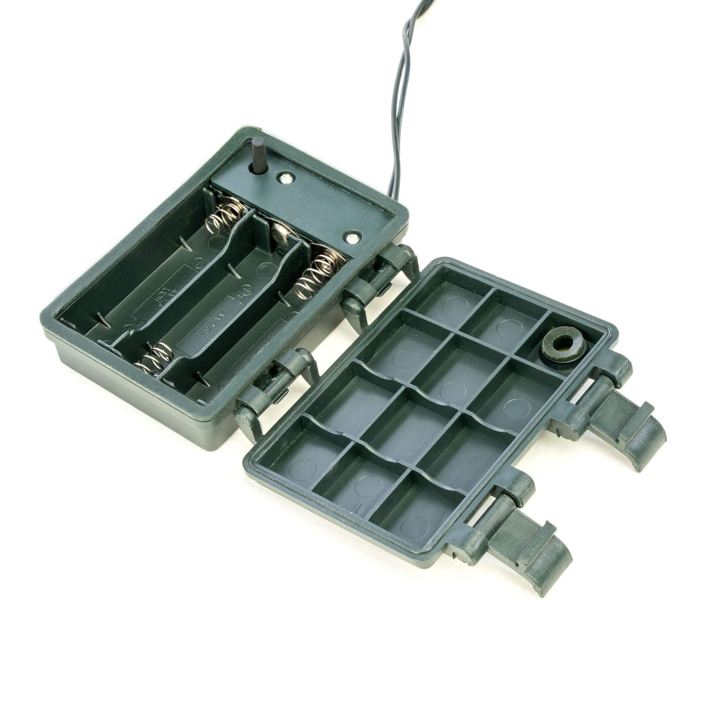 Artificial green Christmas tree with decorative LED string lights 30 warm white, battery-operated timer, 60 cm. Perfect Christmas decoration.