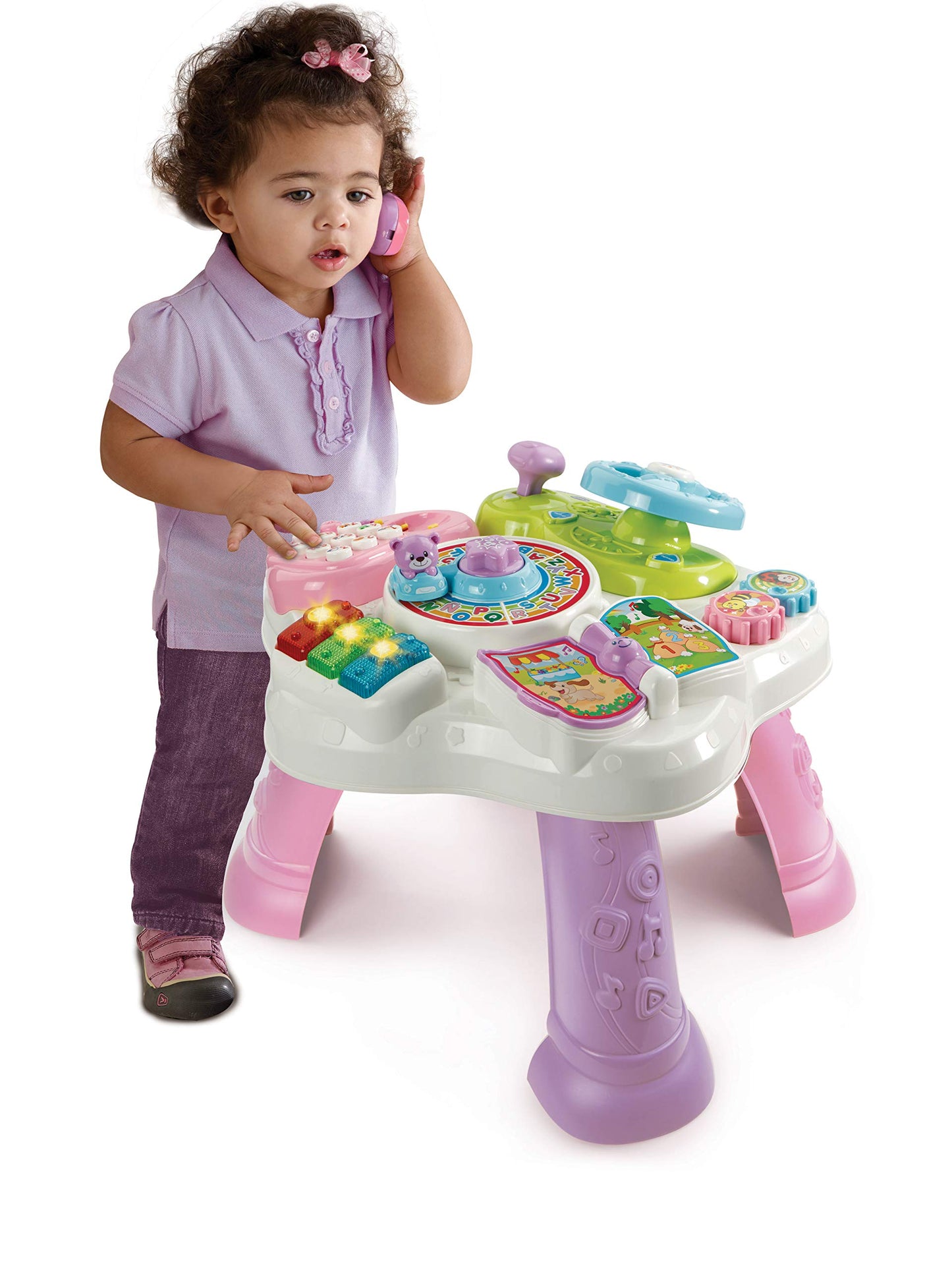 Vtech Baby Activity Table pink - Colorful baby play table with 6 play areas and interactive features - Learn colors, numbers, animals, music, and shapes in a playful way - For children aged 12-36 months.