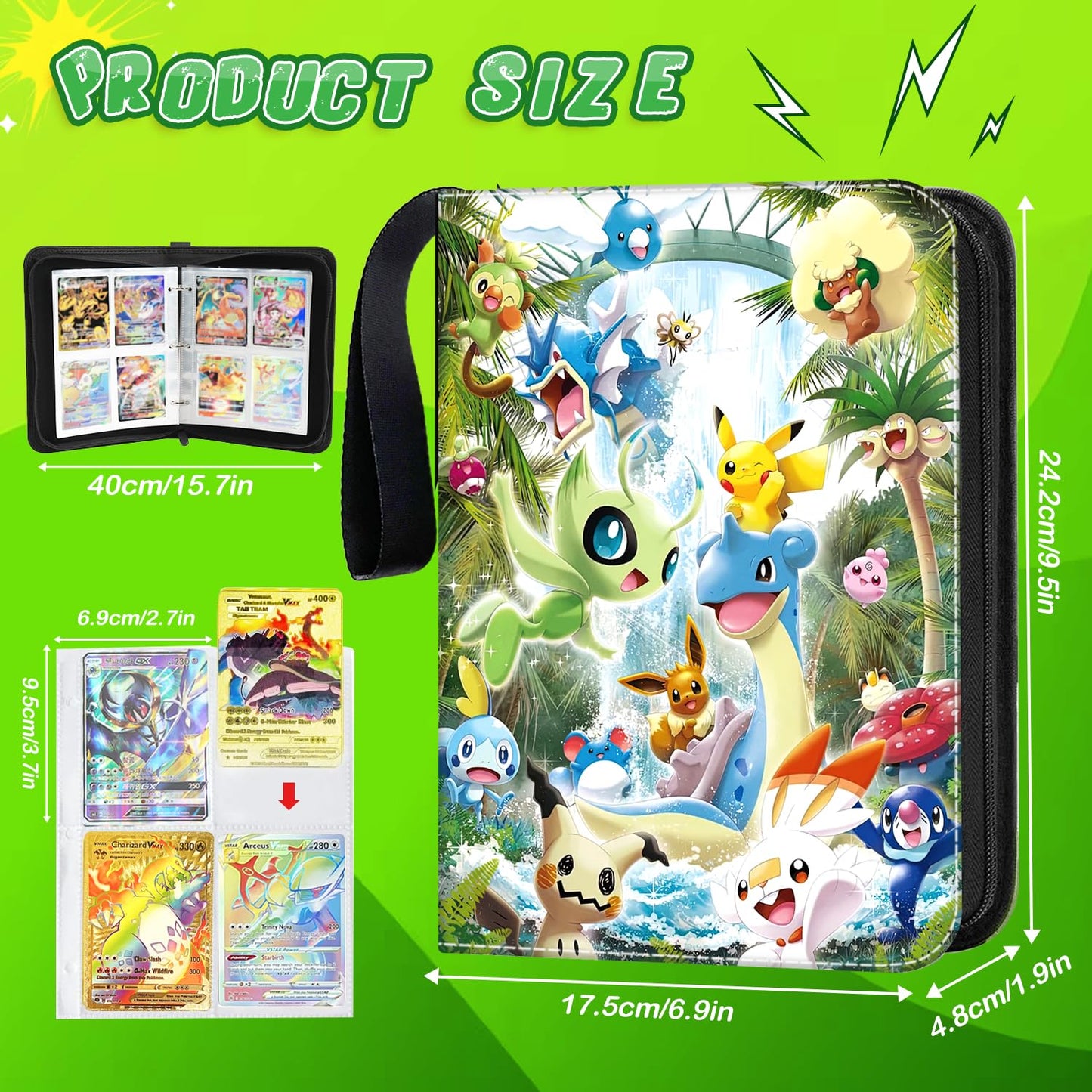 Trading card album, 50 pages 400 card capacity, trading card binder, card collection folder, perfect gift for kids.