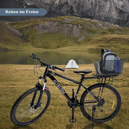 BINOTHINK Rear Bike Basket, Metal Large Bicycle Basket Stable Rear, Bike Rear Rack Basket with Mounting Accessories for Small Dog Shopping Picnic Backpack (S2)
