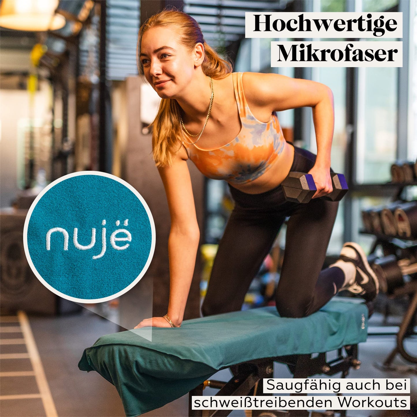 nujë Fitness Towel with Gift Packaging I with Pocket Microfiber I Sports Towel Gym I Extra Large & with Sleeve for all Equipment I Gym Towel I Gym Towel