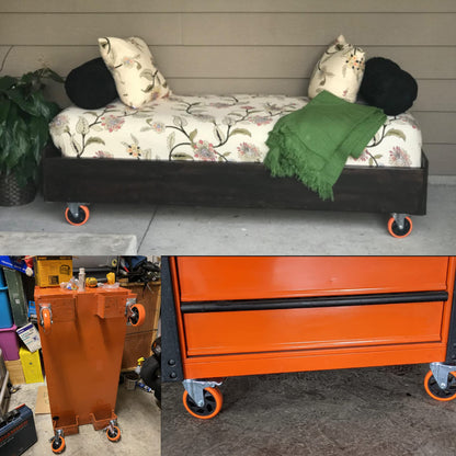 BAOLIHUI 4-Pack Furniture Casters 100MM Casters with Brake 600KG Heavy Duty Casters Furniture Transport Rollers Workbench Tool Cart Pallets Orange