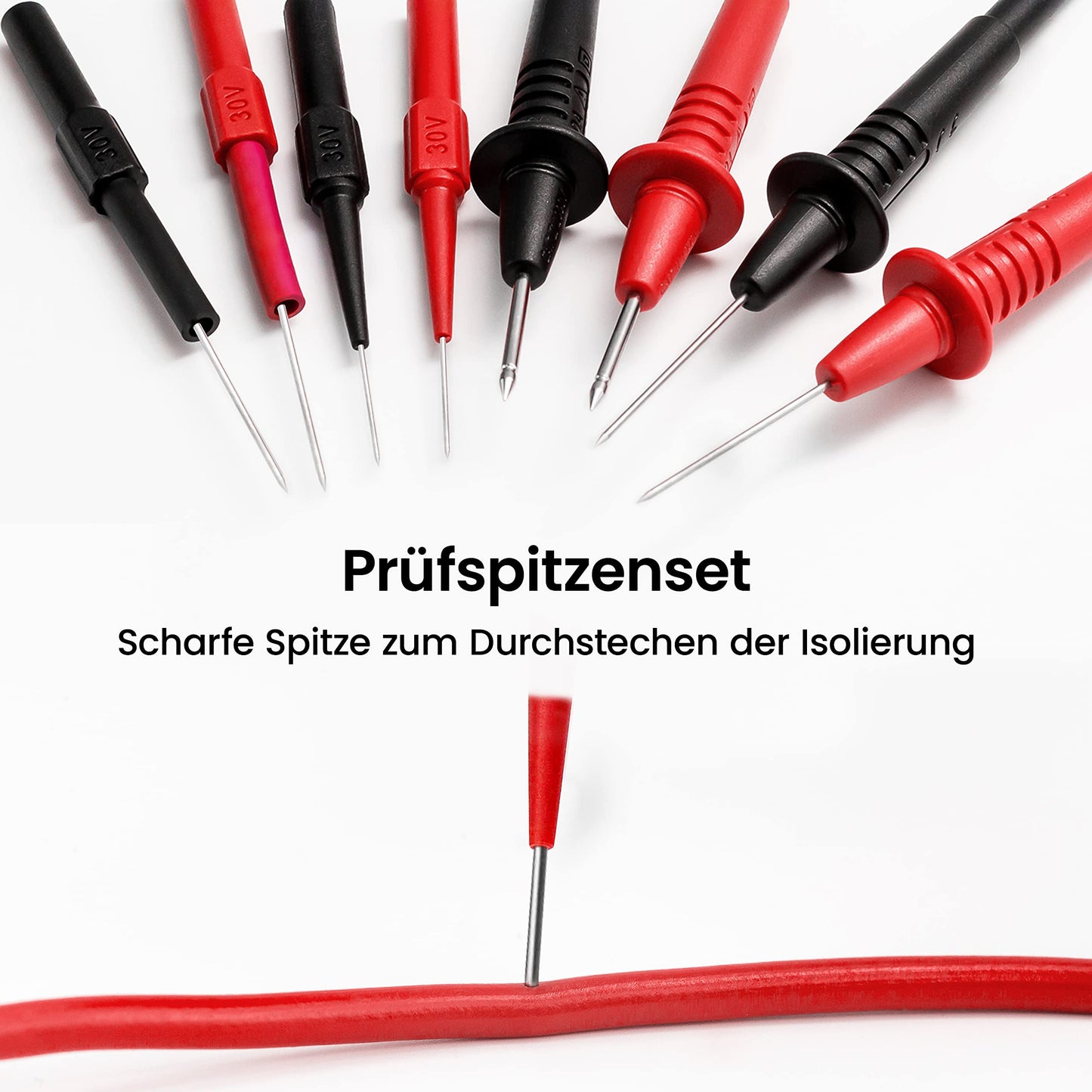 KAIWEETS Test Leads Test Cable Kits 23-Piece Electronic Cables with Alligator Clips, Tweezers, Hooks, Insulated Piercing Needle, Replaceable Test Probes Kit for Digital Multimeter