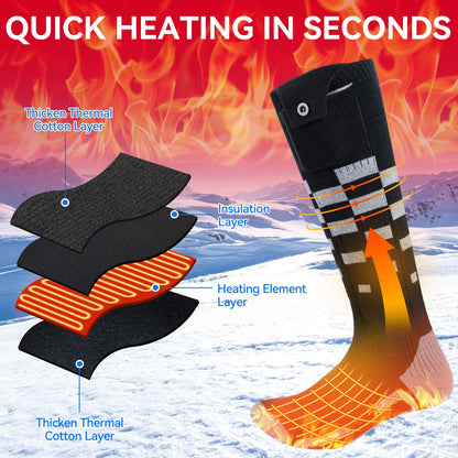Olycism Heated Socks 6000mAh Rechargeable Electric Heated Socks for Men and Women 4 Heat Settings Outdoor Riding Camping Hiking Motorcycling Skiing Warm (S)