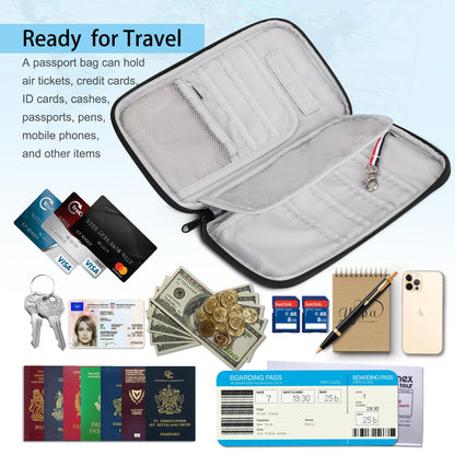FINTIE Passport Holder Family Travel Organizer, RFID Blocking Waterproof Phone Wallet Passport Cover ID Case Document Holder for 6 Passports for Women and Men, Gray