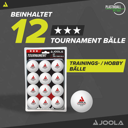 JOOLA Unisex Adult TT Case Pocket Racket Cover, Blue & Table Tennis Balls Tournament 3-Star Selected 40+mm Diameter Premium Table Tennis Training Balls White, 12 Pieces