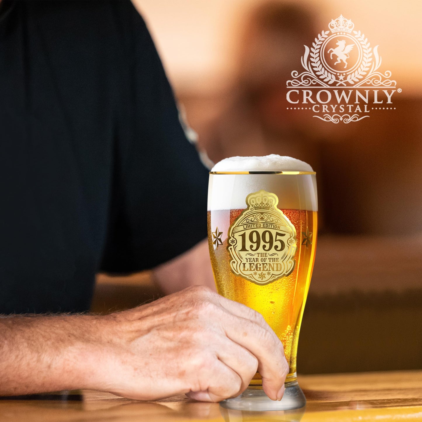CROWNLY CRYSTAL® 1995 Gift 30th Birthday Man Beer Glass with Engraving 570 ml Personalized Gifts Decor 30th Birthday Man Card 30th Birthday Man Gift For Men Gift Friend