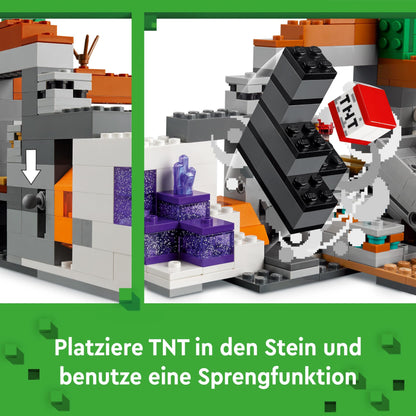LEGO Minecraft The Badlands Mine - Interactive toy with explorer, creeper, and spider figures, plus a TNT explosion function - Gamer gift for boys & girls 8+ - 21263