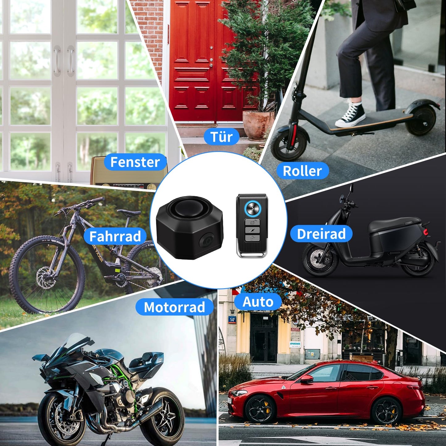 Bicycle alarm system with remote control Wireless - USB-C Waterproof Motorcycle bike tracker Theft protection Anti-theft vibration Scooter scooter alarm Bike alarm