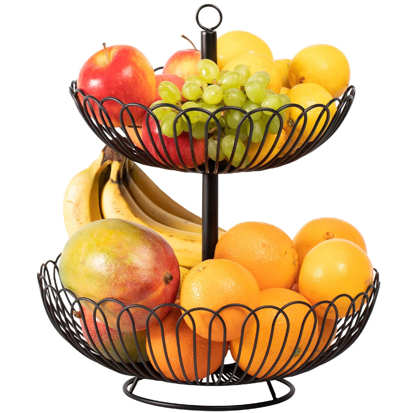 Chefarone® Fruit Stand Large - XL Fruit Bowl 33cm - Black 3-tier Stand - Stylish fruit basket with bowls - Kitchen decor & storage
