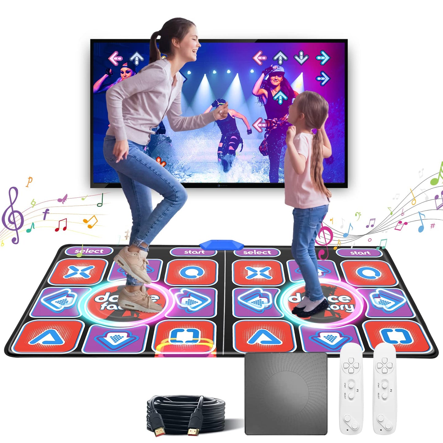 Aomdom Dance Mat for Kids and Adults, upgraded model, double music dance mat, non-slip and durable, with wireless receiver, wireless with 200 games and 100+ music (166 x 93 cm)