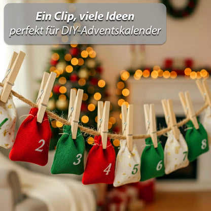 200 x large wooden clothes pegs ByBueren | Wooden pegs made from sustainable untreated birch wood | Wooden clothes pegs also suitable for crafting