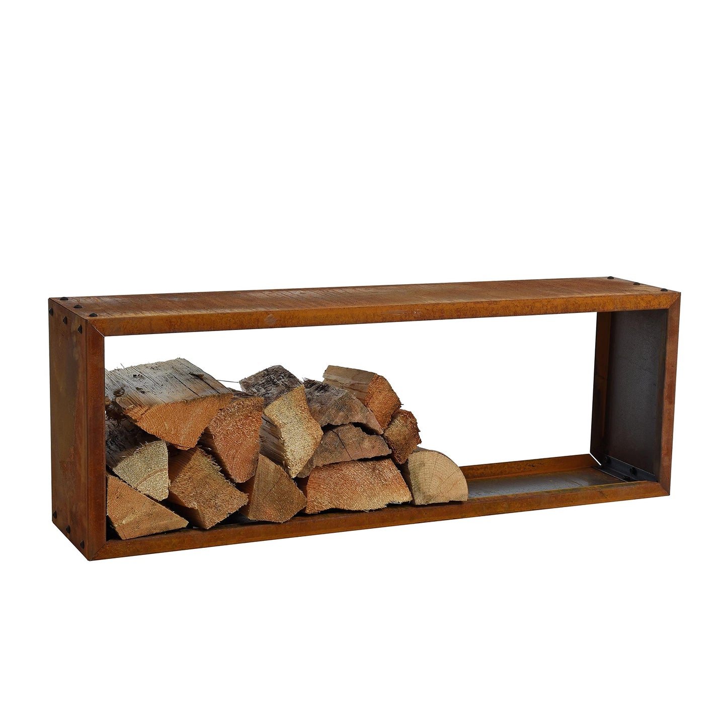 ESTEXO Firewood Rack Rust Firewood Rack Corten Steel Wood Shelf Shelf Firewood Stand Stack Shelf (115x40x25 cm)