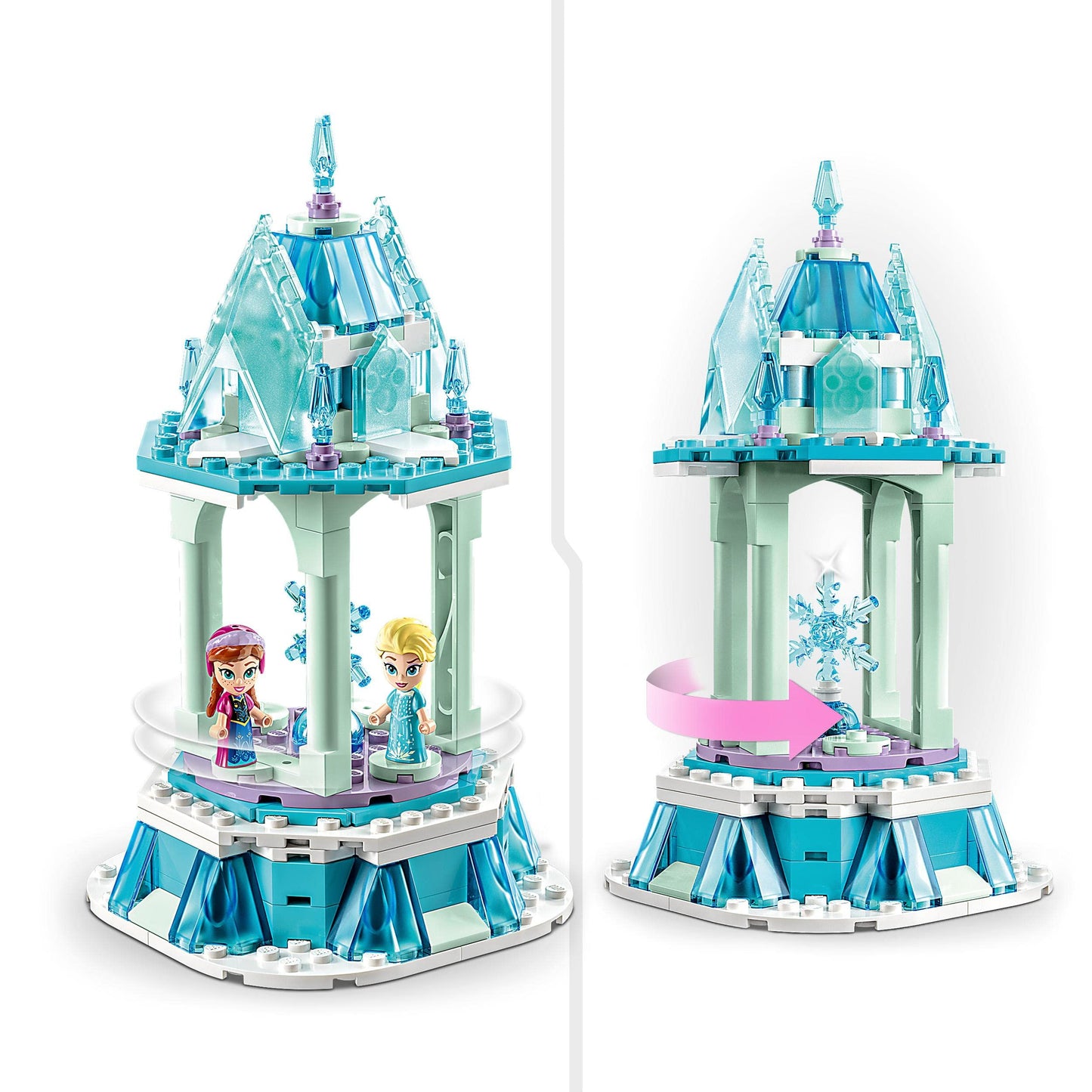 LEGO Disney Frozen Elsa's Ice Palace, Ice Queen Castle Toy with Princess Elsa and Anna Dolls & Disney Princess Anna and Elsa's Magical Carousel, The Frozen Toy.