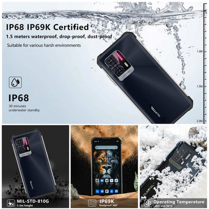 OUKITEL WP17 Outdoor Smartphone, 8300mAh outdoor mobile phone with 128GB + 8GB, 90Hz 6.78" FHD+ display, Helio G95 game chip, 64MP + 20MP camera, 18W fast charging, Android 11, NFC, OTG, dual 4G.