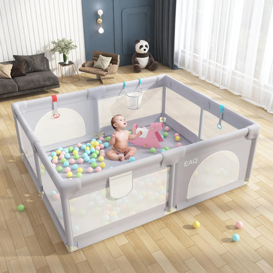 EAQ Baby Playpen 150x180cm Play Yard Safety Playground with super soft, breathable mesh, Children's Fence for Infants Toddlers