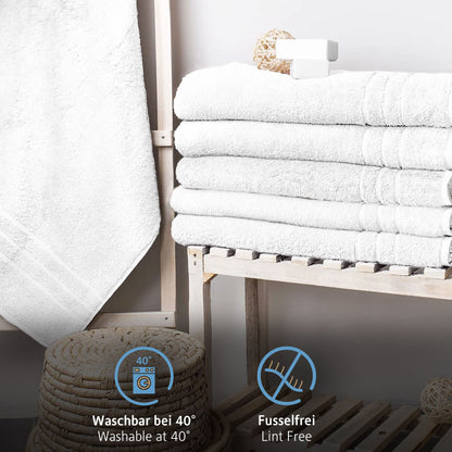 Comfortec 2-piece sauna towel set 70x200 cm made of 100% cotton, XXL sauna towels, sauna hand towel, soft, large, terry cloth, quick-drying, white.
