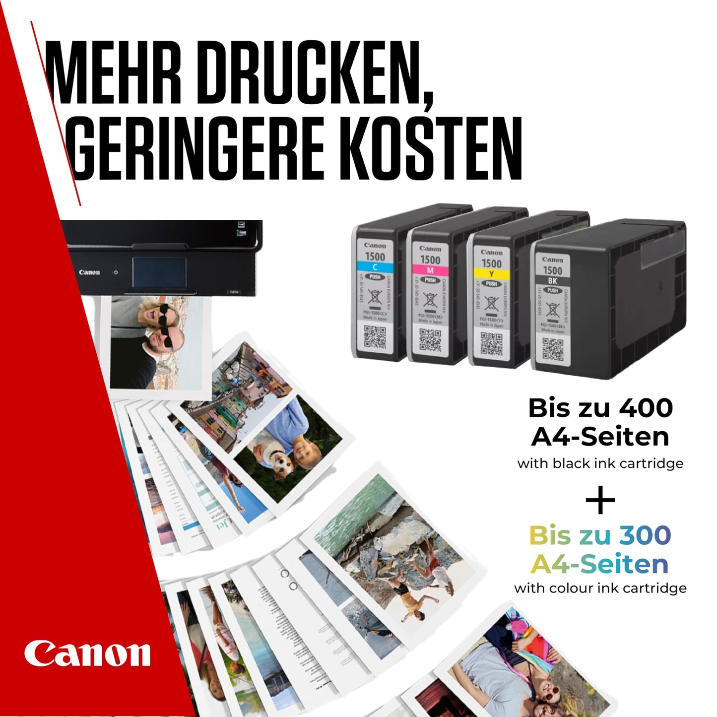 Canon Ink - PGI-1500 C/M/Y/BK Original Printer Color Ink Cartridges - 4-Pack (1 x Black, 1 x Cyan, 1 x Magenta & 1 x Yellow ink cartridges)