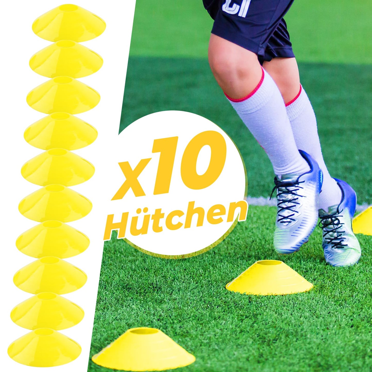 Yissvic Soccer Training Gear Coordination ladder Soccer Gifts Boys with Kick Trainer 6m Training Set 10 Cones Soccer 4 Ground Stakes Yellow