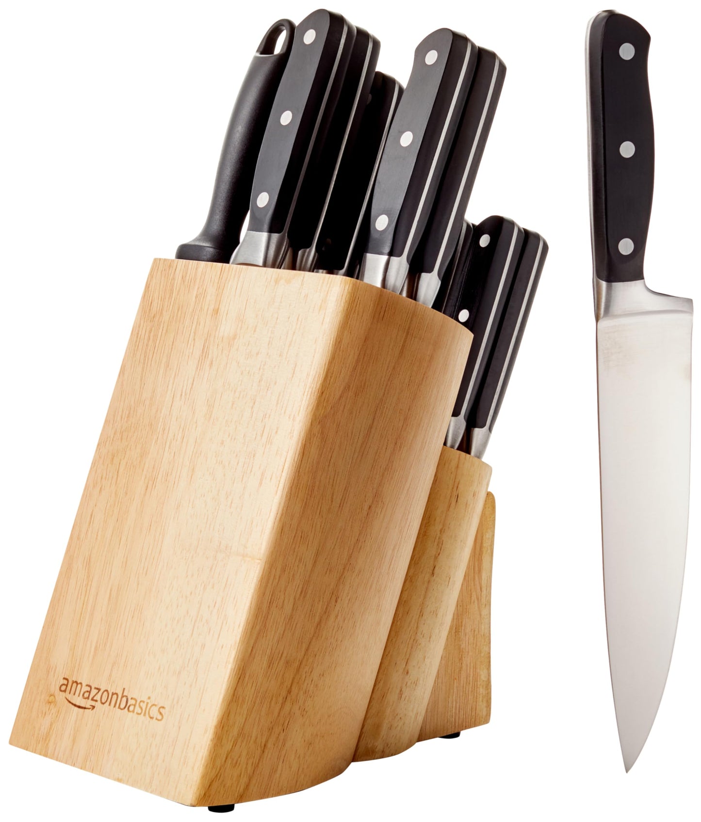 Amazon Basics Premium Knife Block, 18 Pieces, Black