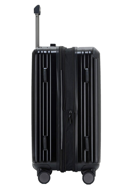 Münicase M816 TSA lock, expansion joint, telescopic handle, 4-wheel travel suitcase, hard shell (black, medium size)