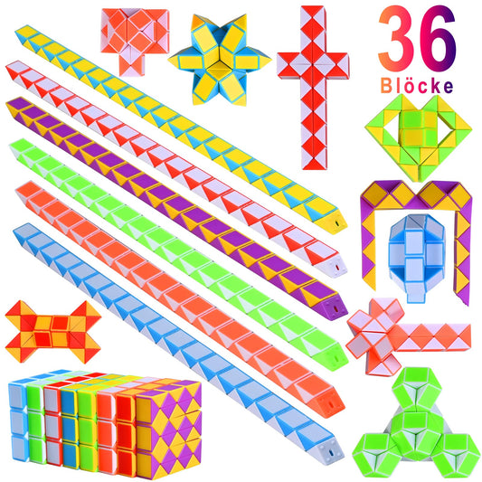 GOLDGE party favors for kids birthday, 15 pcs 36 Blocks Magic Snake small gifts for children, giveaways birthday party favors, advent calendar fillers kids, Santa Claus gifts