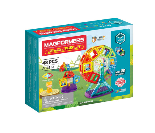 MAGFORMERS Magnetic Building Blocks Carnival Plus Set, 48 Pieces, Ages 3-8, 8x34x24 cm, Magnetic, Building Blocks Toy, Educational Toy, Scientific Thinking, Unisex, Plastic, 703016