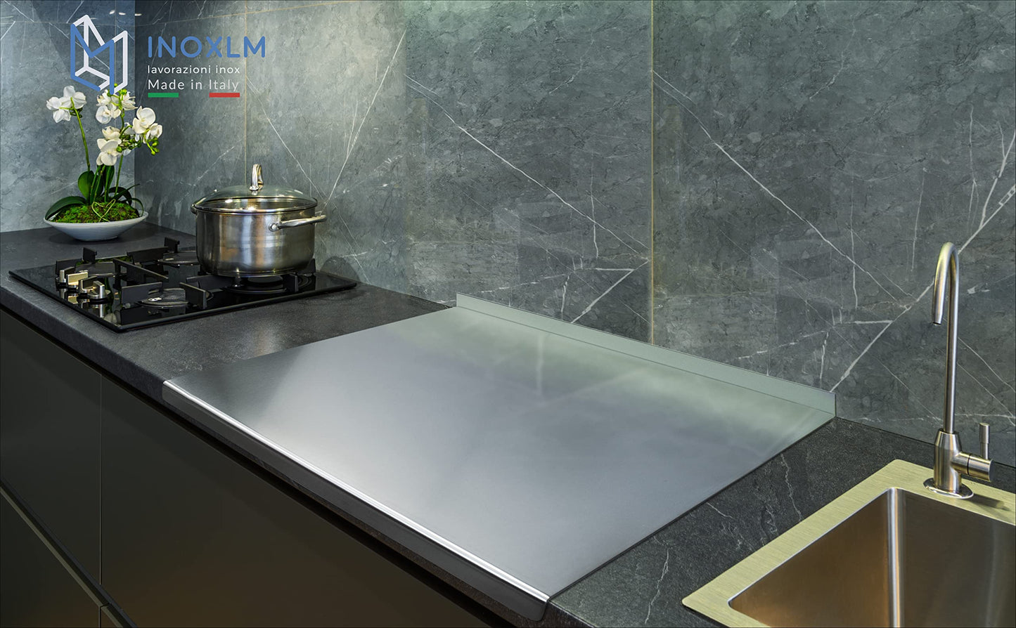 INOXLM Stainless Steel Cutting Board for Kneading, Stainless Steel Countertop in various sizes for kitchen, bar, restaurant, stainless steel kneading board with folding stand and tiered rack.