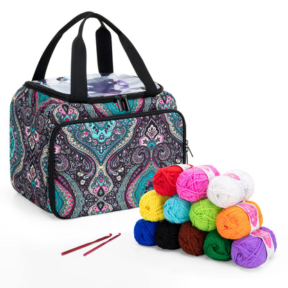 LoDrid Small Yarn Storage Bag, Portable Knitting Bag for Knitting Set & Crochet Accessories, Travel Crochet Yarn Project Organizer for Knitting Accessories Set for Adults, Totem (Bag Only)
