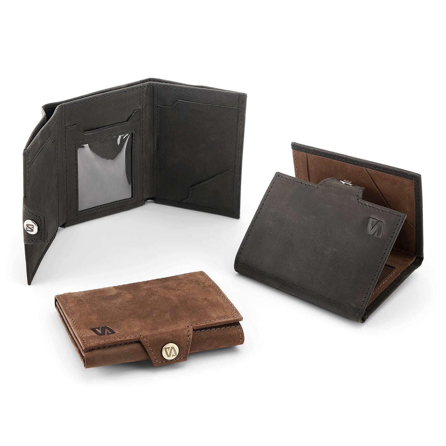 SERASAR | Leather Wallet for Men [Genius] with RFID Protection | Black | Genuine Leather | Cash and Coin Compartment | Includes Gift Box | Great Gift Idea | Men's Wallet