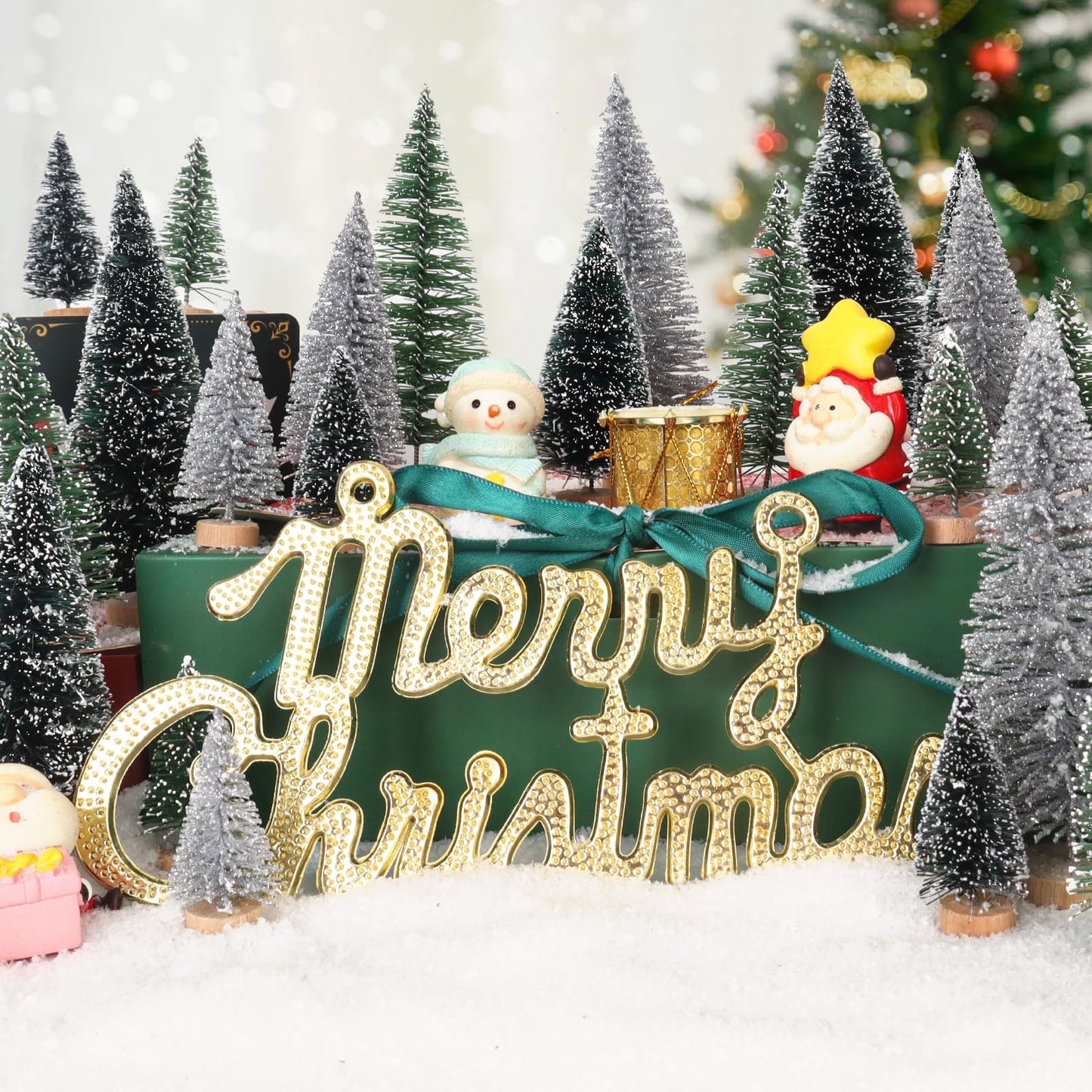 UNIPRIMEBBQ Mini Christmas Tree, Small Pine with Wooden Base for Christmas, Holidays, Parties, Home, Table Decoration, Tree Decoration