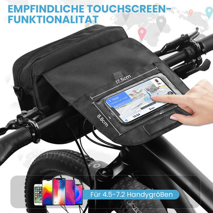 GXCROR handlebar bag for bikes 5L with adapter, phone holder, shoulder strap, quick release, water-resistant handlebar bag for urban commuters, traveling.