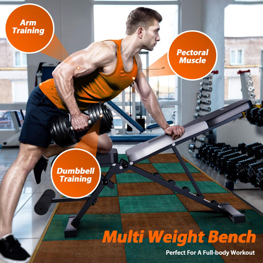 WINNOW Adjustable Folding Weight Bench Home Training Fitness Workout Bench Incline Bench Flat Bench Bench Press Multifunction Exercise.